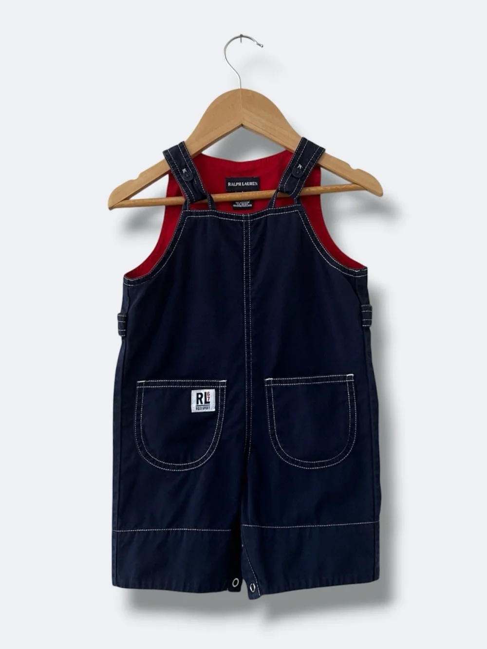 Ralph Lauren Shortall Overalls Baby 12-18M Navy Vintage 90s Polo Sport RL67